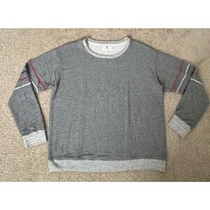 Sundry Sweatshirt Womens 0 Gray Relaxed Long Sleeve Arm Stripe Pullover Stretch